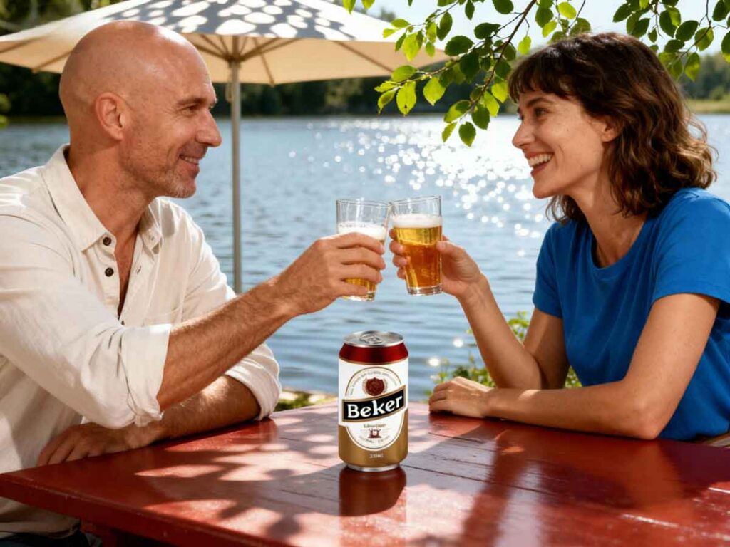 Italian Couple drink Beker beer